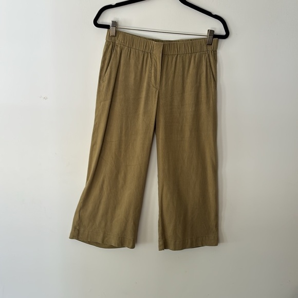 J. Jill Pants - J. Jill Sage Green Cropped Elastic Waist Pants Linen Blend Size XS